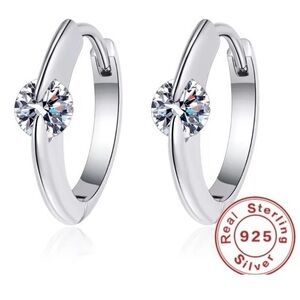 New 🎁 Sterling Silver and Crystal Hoop Earrings
